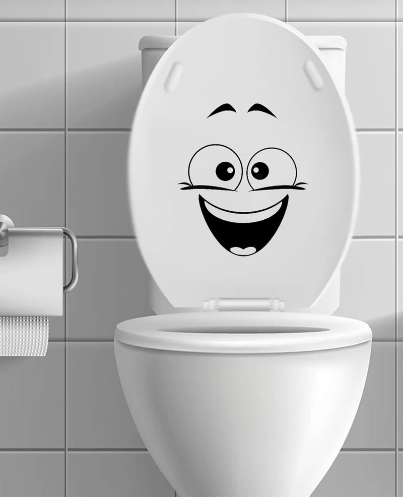 ASTUTE GRACE Toilet Smiley Funny Laughing Happy Face Emoji Decal Sticker for Bathroom Decor | Black | 8" | AG-679 - Image 3